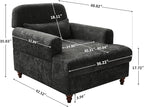Chaise Lounge Chair Indoor with Adjustable Backrest, Oversized Accent Armchair for Living Room & Bedroom, Upholstered Mid-Century Reading Chair, Comfy Single Sofa Chair, Modern Living Room Chair