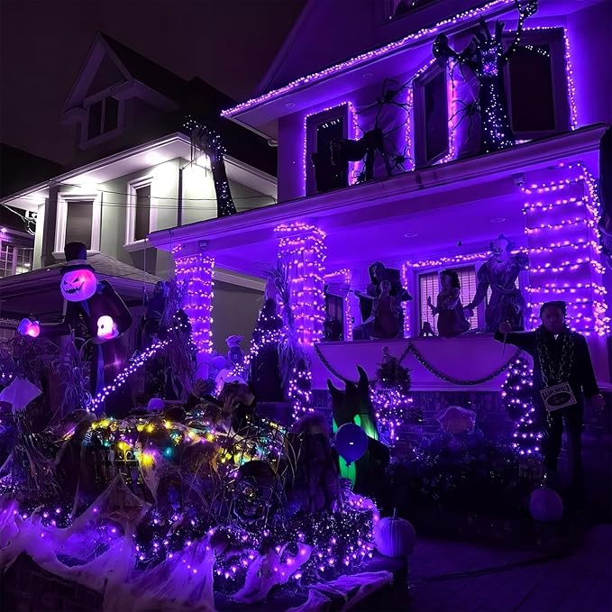 String Lights 165 ft 500 LED Purple Outdoor Plug-In with Timer