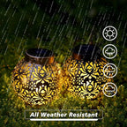 Set of 2 Solar Lanterns Outdoor Hanging Decorative Lights for Garden Patio Porch Decorations. (Bronze)