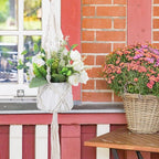 Sliverdew Macrame Plant Hanger, 2 Pack Boho Hanging Planters Baskets with Hooks, Crochet Braided Cotton Rope Flower Pot Holder for Indoor Outdoor Home Decor, No Tassels, Ivory, 20 Inches