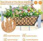 Riare 2 Pack 16 Inch Window Boxes Planters with Coco Liner, Metal Deck Railing Planter Boxes, Balcony Planters Railing Hanging, Horse Trough Window Flower Planter Boxes for Outdoor Porch Fence Patio
