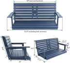 Poly Lumber 2-Seat Porch Swing, HIPS 4.5-Feet Bench Swing with Foldable Cup Holders,18/8 Stainless Steel Hardware, High Backrest and Deep Contoured Seat (Navy Blue, 4.5-feet)