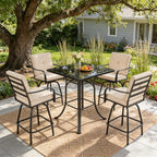 Patio Swivel Bar Stools, Outdoor Bar Height Swivel Chairs Set of 2 - Image 8