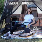 Portal Folding Camping Rocking Chair Portable Outdoor Rocker High Back Cup Holder Side Pocket Carry Bag Included, Support 300 lbs