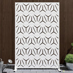 Casaphoria Metal Privacy Screen Outdoor, 72" H x 47" W Freestanding Decorative Privacy Screen for Patio Deck Balcony Garden with Stable Base, White-Star