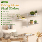 Window Rotating Plant Stand Shelf Indoor White Metal Floating Shelves 3-Tier Wall Mount Plant hanger Holders for Wall Planter Modern Home Decor window sill gifts