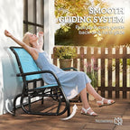 Outsunny 2-Person Outdoor Glider Bench, Patio Double Swing Rocking Chair Loveseat w/Powder Coated Steel Frame for Backyard Garden Porch, Blue