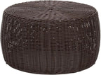Household Essentials Handwoven Resin Storage Stool Ottoman, 16" Dia. x 9" H, Brown