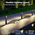 SUNVIE All-In-One LED Low Voltage Landscape Lighting Kit 12 Pack Low Voltage Pathway Lights with 60W Transformer ETL Listed 100FT Wire for Path Garden, Waterproof Pathway Lights Wired, 3000K, Aluminum