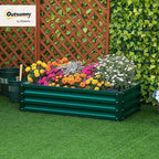 Outsunny Galvanized Raised Garden Bed, 4' x 2' x 1' Metal Planter Box, for Growing Vegetables, Flowers, Herbs, Succulents, Green