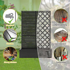 FENCY Metal Raised Garden Bed with Trellis, Metal Planter Box with Trellis, Garden Box for Climbing Plants Vegetable, 47" Lx16 Wx71 H Garden Bed with Drainage Holes(Black-Louvered)