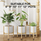 MUDEELA Plant Stand for Indoor Plants: Adjustable Width Fits 8-12 Inch Pots - Mid Century Modern Bamboo Plant Stand - 14.5 Inch Single Tier Small Floor Plant Holder, Natural, 1 Pack (Without Pot)