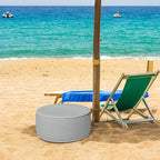 Inflatable Ottoman Stool D21 xH9 for Outdoor/Indoor Use, Water Repellent Patio Foot Rest Stool with Portable Handle,Round Pouf Ottoman Suitable for Garden,Deck and Camping - Stripe Grey