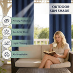 Patio Curtains Outdoor Waterproof - 6 Panels Privacy Weatherproof Outside Curtains with Grommets for Pergola, Gazebo, Porch, Cabana, Balcony, 54 x 95 Inch, Navy