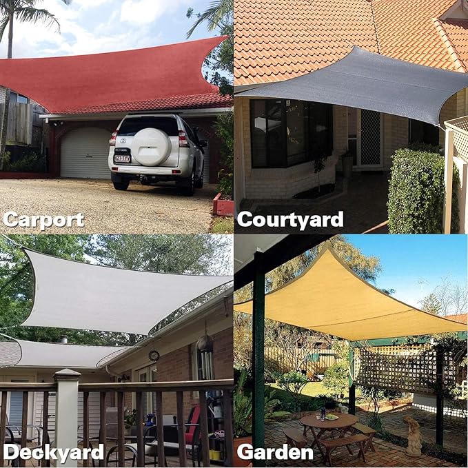 KANAGAWA Sun Shade Sail 12'x16' Dark Gray Rectangle UV Block Canopy Awning Shelter Fabric Cloth Screen for Outdoor Patio Garden Backyard Activities