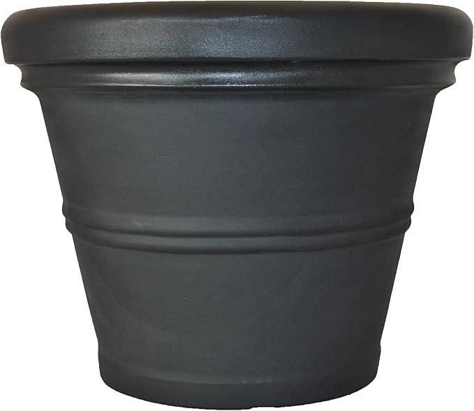 Tusco Products RR245BK Classic Rolled Rim Garden Planter, 24.5", Black