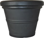 Tusco Products RR30BK Classic Rolled Rim Garden Planter, 30", Black