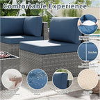 SUNLEI 5pcs Patio Furniture Sets Conversation Set, Low Back All-Weather Rattan Sectional Sofa with Tea Table&Washable Couch Cushions, Outdoor Furniture Set (Silver Rattan)