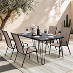 JEAREY Patio Dining Chairs Set of 4, Outdoor Stackable Dining Furniture Set, All Weather Dining Set for Lawn, Garden, Backyard, Poolside, Brown