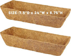 4 Pack 24 Inch Trough Coconut Liners for Window Box Deck Planter Natural Coco Fiber Replacement Liner for Outdoor Plants Rectangular Coir Planters for Porch Balcony Garden Decor