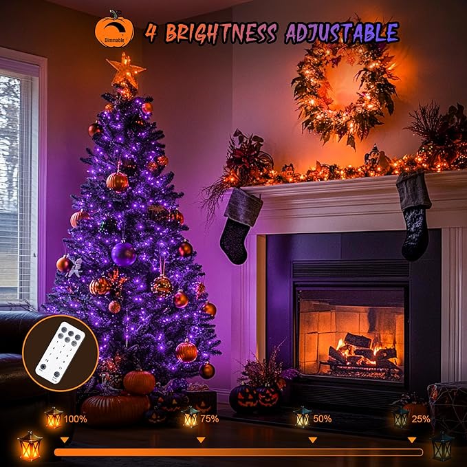 String Lights, 168 ft Outdoor 600 LED Orange to Purple with Remote