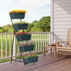 YBING Vertical Raised Garden Bed 5 Tier Herb Garden Planter 48.2 Inches Tall Tiered Planter Box for Outdoor Plants Home Gardening Green