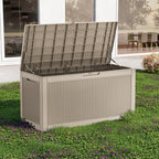 120 Gallon Waterproof Outdoor Storage Box,Resin Deck Box,Lockable Outside Storage Box Container for Patio Furniure,Garden,Pool Tools (120 Gallon,Grey)