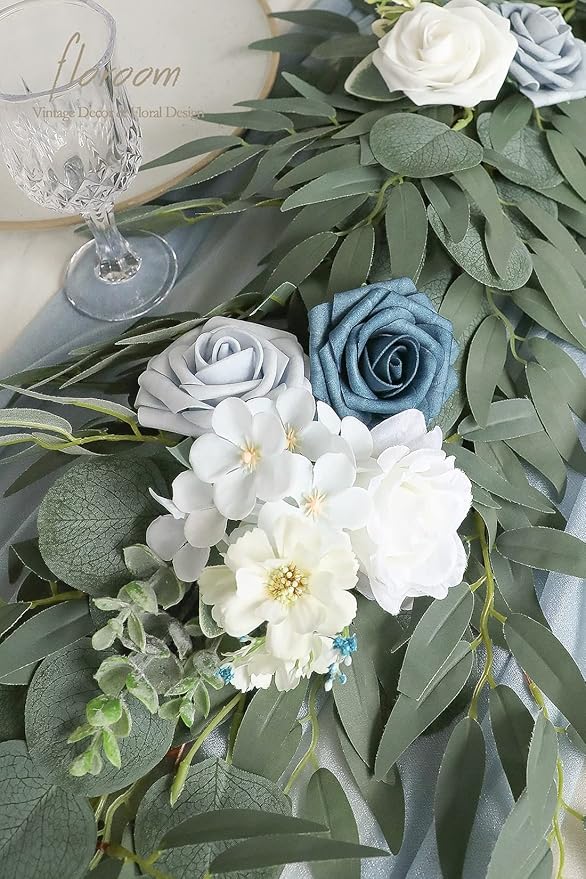 Artificial Eucalyptus Garland, 6 ft Dusty Blue Faux Silk Vine
