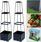 2 Packs Raised Garden Bed Tomato Planter Box with Trellis,44.8" Self-Watering Tomato Cage with Trapezoidal Trellis for Climbing Plants Flowers Vegetables Vine in Patio Garden Indoor Outdoor