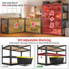 REIBII 2400LBS Storage Shelves 5 Tier Garage Shelving Heavy Duty, Adjustable Metal Shelving, Garage Shelves for Basement, Warehouse, Pantry, Closet, Kitchen 72" H x 35.55" W x 16" D, Black, 4 Pack