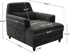 Chaise Lounge Chair Indoor with Adjustable Backrest, Upholstered Mid-Century Reading Chair, Oversized Accent Armchair for Living Room & Bedroom, Comfy Single Sofa Chair, Modern Living Room Chair