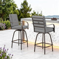 Bar Stools Set of 2, 360 Swivel Metal Frame with Padded Cushions, Dark Grey