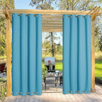 NICETOWN Outdoor Patio Curtains Long Drapes, Versatile Thermal Insulated Top and Bottom Grommets Block The Sun and Heat, Privacy Protection for Patio/Front Porch (W52 x L108, 1 Panel, Teal Blue)