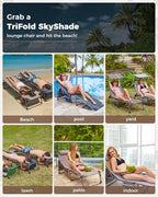 KingCamp Tanning Chair with Face Hole, Lounge Chairs Outdoor Folding Comfy Adjustable 5-Position Foldable Chaise Chaser with Canopy Shade for Outside Beach Patio Sun Bathing, Beige