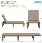 Greesum Outdoor Chaise Lounge Chairs Set of 2 with 5-Position Adjustable Backrest, Waterproof PP Sun Loungers for Garden Pool Beach Patio Deck Sunbathing, Light Coffee