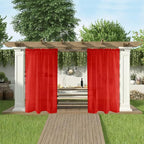 SpaceDresser Waterproof Outdoor Sheer Curtains for Patio - 2 Panels Rod Pocket Indoor Voile Sheer Curtain for Living Room,52W x 84L inch, Red