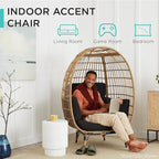 Best Choice Products Wicker Egg Chair, Oversized Indoor Outdoor Lounger for Patio, Backyard, Living Room w/ 4 Cushions, Steel Frame, 440lb Capacity - Navy