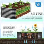 Quictent Galvanized Raised Garden Bed Kit, 8x4x2 ft Oval Metal Planter Box Tall for Vegetables Outdoor Backyard, Strengthened by Crossbar, Dark Gray