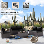 Kullavik 12 Pieces Outdoor Patio Furniture Set PE Wicker Rattan Sectional Sofa Patio Conversation Sets,Black