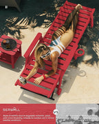 SERWALL Patio Chaise Lounge Chair Set of 2, 78'' Long 5-Positions Adjustable HDPE Outdoor Lounger for Pool, Poly Lounge Chair with Rolling Wheels & Cup Holder for Poolside, Deck, Bright Red