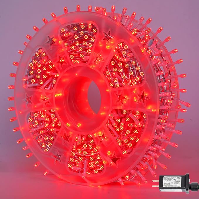 String Lights, 165 ft Red LED Outdoor Lights with 8 Modes
