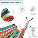 Vivere Double Sunbrella Hammock with Space-Saving Steel Stand, Heavy-Duty Portable Outdoor Hammock Set for Backyard, Patio, or Travel, Confetti