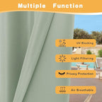 HolidayIdeas Outdoor Curtains for Patio Waterproof, 4 Panels - 54 x 95 Inch - Privacy Protection & Light Filtering Curtains Grommet Outside Curtains for Porch, Gazebo, Pergola (Sage Green)