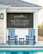 SERWALL Outdoor Rocking Chair Blue Set of 8, All Weather Patio Rocking Chair, HDPE Poly Rocking Chair for Adults, Heavy Duty Front Porch Rocker
