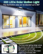 Solar Motion Light Outdoor with Stake, 180° PIR Motion Sensor 360° Illumination, In-Ground or Wall Mount, 236 LED 2500 Lumens Solar Powered Security Flood Light, 3 Modes, IP65 Waterproof, 1 Pack