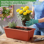 12 Pack Window Box Planter 17 Inches Rectangular Vegetable Flower Planters with Drainage Holes and Saucers Plastic Flower Pots Coloful Herb Planter for Indoor Outdoor Patio Garden Home Decor