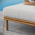 Modway Wren Teak Wood Outdoor Ottoman in Natural Sail