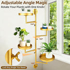 Rotating Window Plant Shelves with Adjustable Knobs, 4 Tiers Metal Wall Shelf for Plants Indoor, Sturdy Hanging Plant Holder, Window Wall Decor & Gardening Gifts (Golden)