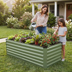 INNO STAGE 6x3x2ft Galvanized Raised Garden Bed, Raised Garden Bed Kit-Metal Planter Box Outdoor, Planting for Vegetables, Fruits, Herbs, Flowers, OliveGreen