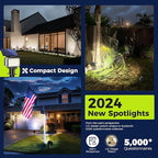 Solar Spot Lights Outdoor Waterproof for Flag, Tree, House, Garden, Yard, 3 Brightness Modes Solar Powered Landscape Spotlights 2 Pack Cool White